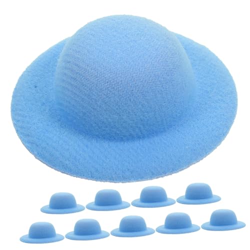 Yardwe 10 Stück Mini-Strohhut Filz-Fedoras Klein Kappen Winzig Schmücken Puppe Kunsthandwerk Stoff Gewebte Minihut Zum Basteln Kind Mini-hüte Miniatur Hut Zubehör Selber Machen Eva Blue von Yardwe