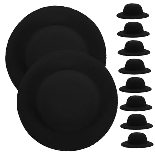 Yardwe 10 Stück Mini-Strohhut Miniaturhüte Mini-Hut Puppe winziger Fedora-Hut Party Bastelhut weben Mini-Bastelhüte für den BAU Foto-Requisite für Bastelhüte DIY-Hüte basteln Eva Black von Yardwe