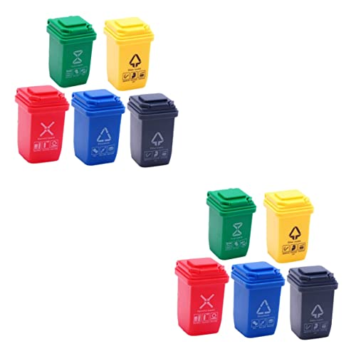 Yardwe 10 Stück Miniatur Müllbehälter Teiliges Set Bruchsicherer Mini Abfalleimer für Sandtisch und Puppenhaus Dekoration Detailreich Gestaltete Mini Mülltonnen als Tischabfalleimer von Yardwe
