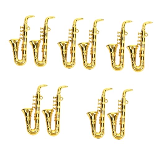 Yardwe 10 Stück Miniatur Saxophon Modell Teiliges Musikinstrument Dekoration für Puppenhaus Wohnzimmer Desktop Kunsthandwerk Sammler von Yardwe