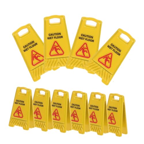 Yardwe 10stücke Mini-Schild Nasser Boden Aus Legierung Realistisches Spielzeug Für Puppenhäuser Sicherheitsornament Für Rollenspiele Lernspielzeug Für Junge Mädchen von Yardwe