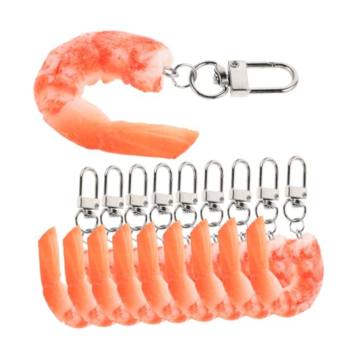 Yardwe 10 Stück Realistische Garnelen Schlüsselanhänger Lebensnahe PVC Nachbildung Imitation Gegartes Essen Dekorativer Anhänger für Taschen Rucksäcke Geldbörsen Vielseitig Einsetzbar von Yardwe