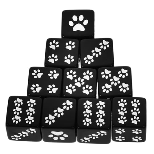 Yardwe 10 Stück Spiel-Requisite Würfelspielzeug Minis Kleine Würfel Requisiten sechsseitige Würfel einseitig Pfote Anlasser Harz-Würfel-Requisite mehrseitige Würfel Black von Yardwe