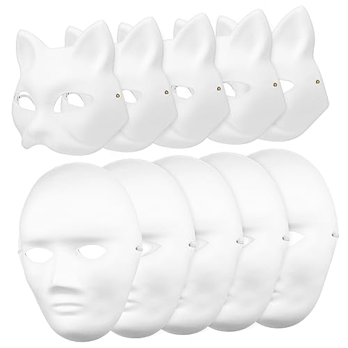 Yardwe 10 Stück Teiliges Diy Papiermasken Weiß Handbemalt Karneval Maske Katzen und Männerform Leicht Reusable für Halloween Party Maskerade Cosplay von Yardwe