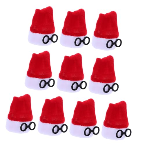 Yardwe 10 Stück Teiliges Mini Santa Mützen aus Flanell Rote Weihnachtsdekoration für Weinflaschen Besteckhalter und Puppenzubehör Vielseitig für Diy Bastelarbeiten Festliche von Yardwe