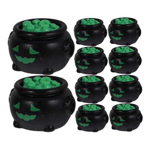 Yardwe 10 Stück Teiliges Mini aus Robustem Resin Halloween Deko mit Miniatur Hexenkesseln Langlebige Mini Haus Spielzeuge für Party Festival und Puppenhaus Dekoration von Yardwe