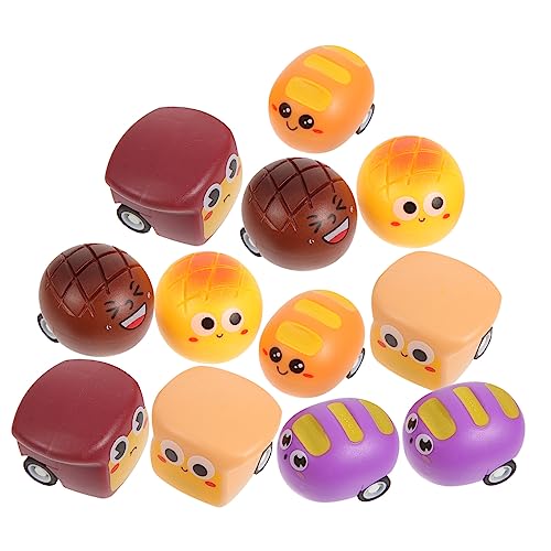 Yardwe 10 Stück Teiliges Pull Back Auto Kreative Brotscheiben Form Kinderfreundliches Friktionsspielzeug Sichere Glatte Oberfläche Farbenfrohes Lernspielzeug für Kleinkinder von Yardwe
