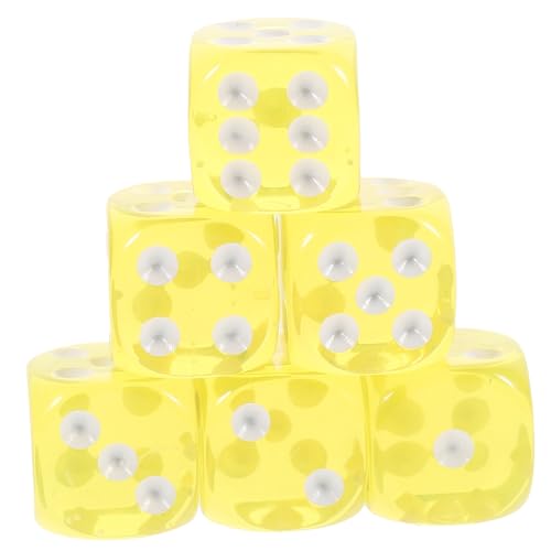 Yardwe 10 Stück Transparente Würfel Spielbrett Partyzubehör Zahlenwürfel Bunte Würfel Polyedrisches Lernwürfel Taschenwürfel Unterhaltungswürfel Partywürfel Acryl Gelb von Yardwe