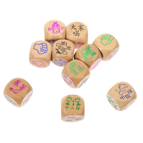 Yardwe 10 Stück Würfel polyedrische Würfel Finger Ratenspiel Würfel hölzern Yardwe 10 Stück Würfel polyedrische Würfel Finger Ratenspiel Würfel hölzern von Yardwe