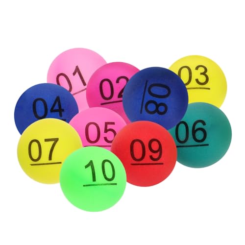 Yardwe 10 Stück Zahlenbälle Farbige Bingo Anrufbälle Bunte Tombola Bälle Zahlen Bingo Bälle Kleine Nummerierte Bälle Spielspaß Nummerierte Auswahlbälle Große Party Gaga Bier von Yardwe