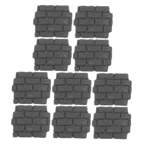 Yardwe 10 Stück Ziegelmoos-Ornamente sandtisch DIY zubehör Landschaftsziegel winzige Ziegel eingetopft klein Puppe deko Miniaturen zum Basteln Miniaturziegel Harz Grey von Yardwe