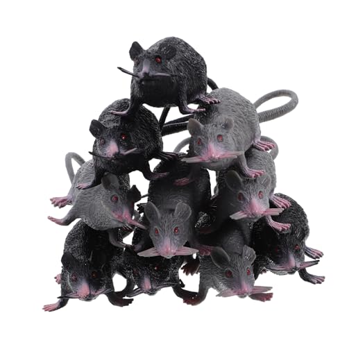 Yardwe 10 Stück mit falschen Rattentricks realistisch klein gefälscht Party gruselige Halloween-Dekorationen Plastikratte Halloween-Requisite Halloween- PVC von Yardwe