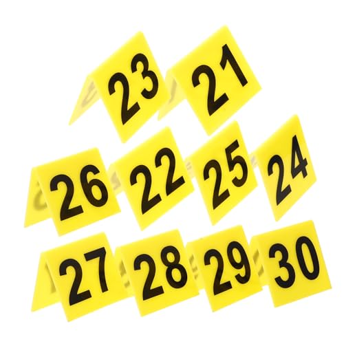 Yardwe 10 Teiliges Acryl Dreieck Tischnummernschild Robuste Beweismarker Nummer Vielseitig als Tatortmarkierungen und Detektivspiel Dekoration Gelb schwarz Praktische Tischzahlen von Yardwe