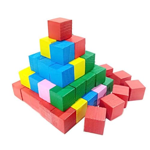 Yardwe 100 Stück Bausteine ​​lehrmittel Für Bausteinspielzeug Bauen Bastelwürfel Kleiner Block Würfel Selber Machen Kleiner Holzwürfel Quadratischer Holzblock Hölzern von Yardwe