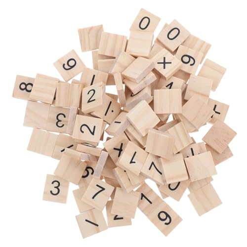 Yardwe 100 Stück Mini Holzplättchen Zahlen und Symbole für Mathe Lernspielzeug DIY Bastelset für Vorschule und Grundschule zur Feinmotorik und Zahlenverständnis von Yardwe
