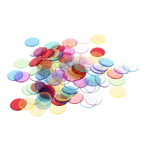 Yardwe 100 Stücke Kunststoff Bingo Chips Spielzubehör für Bingo Zählmarker Transparent Sicher für Mathe Übungen und Spiele von Yardwe