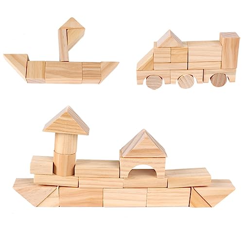 Yardwe 100Stücke Holz Set Natürliche Holz Schlossblöcke Für Kreative Spielstunden Pädagogisches Intelligenzspielzeug Für Jungen Für Drinnen Und Draußen von Yardwe