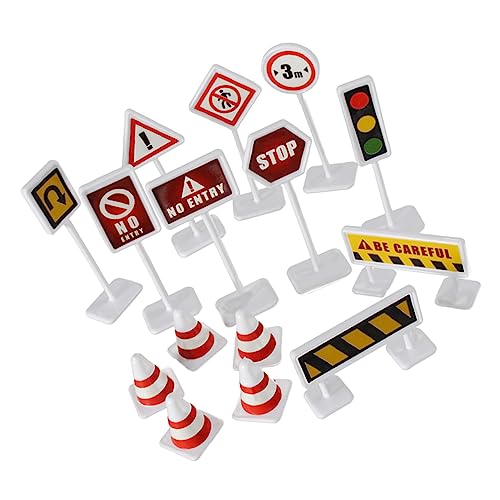 Yardwe 10Sätze Verkehrszeichen Verkehrsszenen Zubehör Mit Barrikaden Und Straßenzaun Für Pädagogisches Lernspielzeug Für Kreative Rollenspiele von Yardwe
