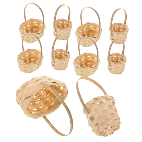 Yardwe 10Stücke Kleine Geflochtene Körbe Mit Griffen Teiliges Runde Ovale Wohnaccessoires Für Puppenhäuser Süßigkeiten Halter Und Kreative Aufbewahrung von Yardwe