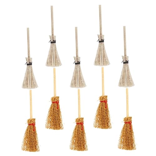 Yardwe 10 Stücke Mini Besen Für Puppe Miniatur Besen Requisiten Set Halloween Mini Ornament Spielhaus Zubehör von Yardwe