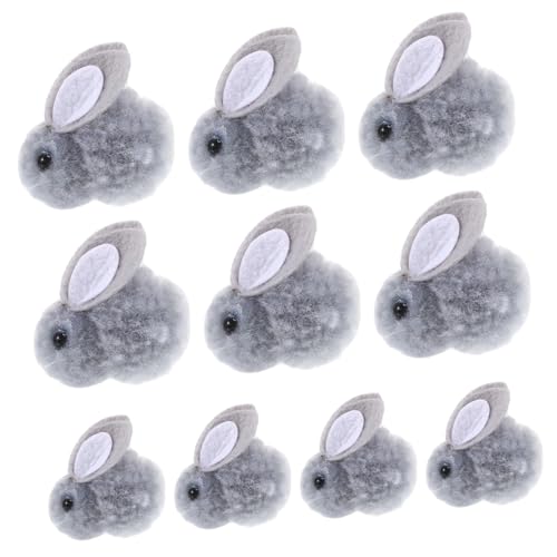 Yardwe 10Stücke Ostern Mini Plüschkaninchen DIY Dekoration für Kleidung Taschen und Hüte Weiches Plüschtier Zubehör für Handwerksprojekte Teiliges Grauem Design von Yardwe