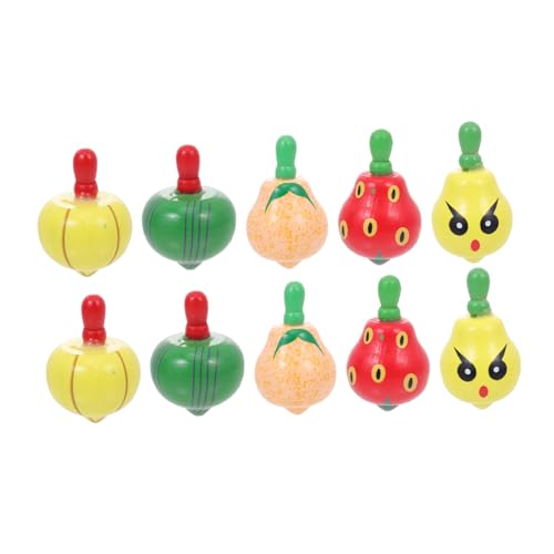 Yardwe 10Stücke Wooden Fruit Gyro for Educational Toy for Hand Coordination and Fun Playtime Activities Random Styles von Yardwe