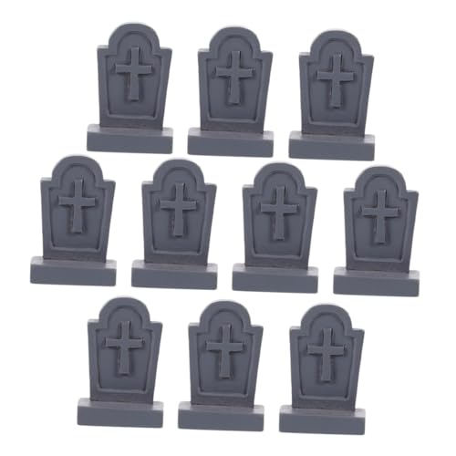 Yardwe 10pcs Harzornamente Handgefertigte Halloween -Dekorationen Grabsteinform Schmuck Für Halloween Cemetery Grabsteine ​​winziger Sarg von Yardwe