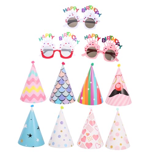 Yardwe 11 Stück Geburtstagsfeier partytüten kindergeburtstag jumsuit partyglasses Alles zum Geburtstag Hut Junge Requisiten geburtstag brille Bommel-Geburtstagsmütze Plastik von Yardwe