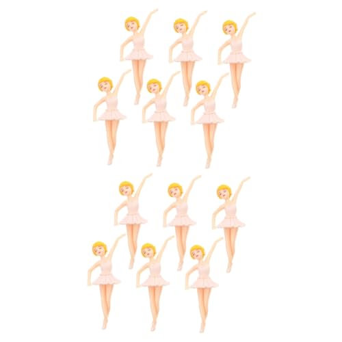 Yardwe 12 Stk Ballerina-mädchen Ballett-dessert-topper Bonsai Figur Des Ballettmädchens Miniatur-zubehör Handwerk Topper Geburtstagskuchenverzierung Spielzeug Puppenhaus Moos Weiß Plastik von Yardwe