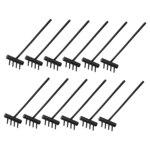 Yardwe 12 Stück Gartengeräte für Kleiner Rechen kleine Schaufeln für die Gartenarbeit Werkzeuge für Blumengartenspielzeug aus Holz Skate-Tool Plastik Black von Yardwe