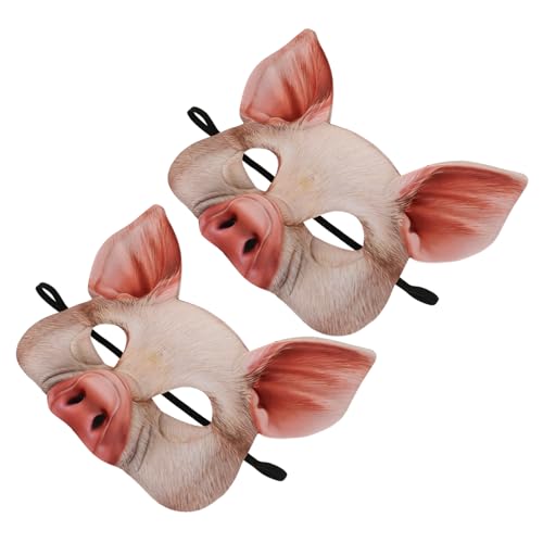 Yardwe 12 Stück Halbe Tiermasken Schwein Rosa Leichte Faschingsmaske für Erwachsene Detailreiche Masquerade Masken für Halloween Karneval Kostümfest Cosplay und Party von Yardwe