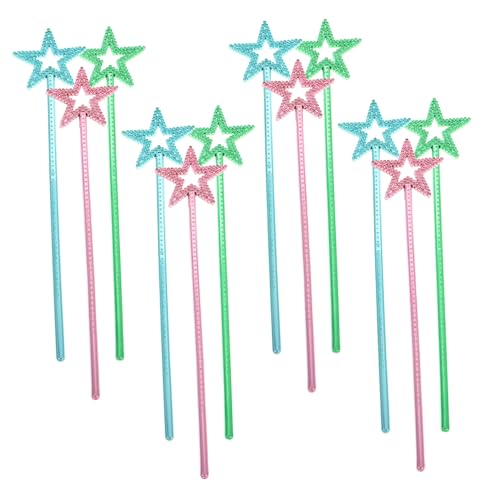 Yardwe 12 Stück Kinderstab LED Glitzer Party Rollenspiel Zubehör Spieldekoration Kleiner Bunter Kinderstab Prinzessin Stern Kleinkind Zubehör Der Zauberstab Kunststoff von Yardwe