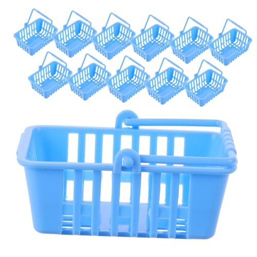 Yardwe 12 Stück Mini Einkaufsbasket Handgefertigte Puppenhaus Zubehör für Kreative Spielwelten Hochwertige Simulation für Kaufladen und Mini Haus Dekoration Blau von Yardwe