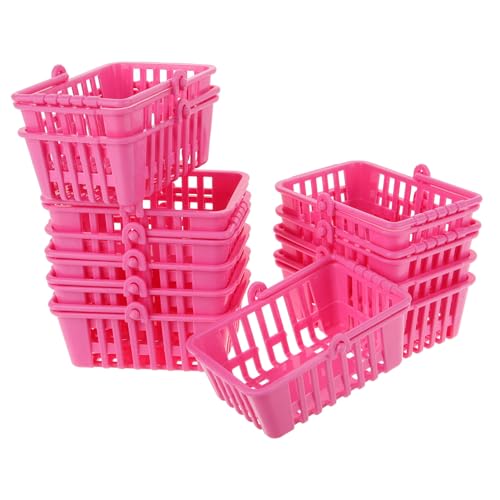Yardwe 12 Stück Mini -einkaufskorbsspielzeug Klein Körbe Wagen Miniatur Mit Für Einzelhandel Puppe Einkaufskorb-Modell Handkorb Einkaufskorb Prop Rosa Plastik von Yardwe