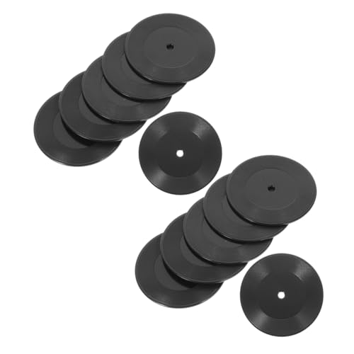 Yardwe 12 Stück Mini-vinylmodell Desktop-miniaturspielzeug Mini-Phonograph-Schallplatte Kinderminiaturspielzeug Mini-hausversorgung Miniatur-Requisite Für Schallplatten Black Plastik von Yardwe