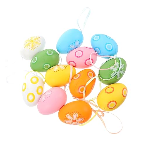 Yardwe 12 Stück Ostereier Ornamente gefüllt Mini groß plastikeier für ostern basteln zu ostern osterngeschenk easter egg Festivalbedarf Osterschmuck Kunststoff- -Material Colorful von Yardwe