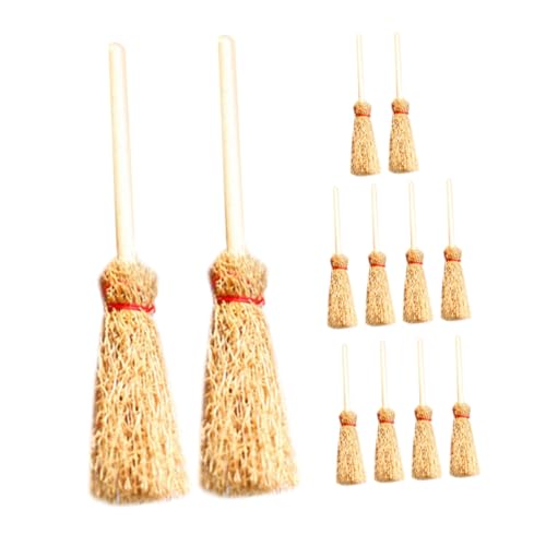 Yardwe 12 Stück Realistische Deko Besen für Dioramen Fotografie und Bastelprojekte aus Buchenholz Beige von Yardwe
