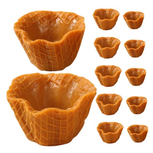 Yardwe 12 Stück Simulierte Kuchenhalter Zubehör Gefälschte Eiscreme Modelltüte DIY Charms Puppenhaus DIY Verzierungen DIY Materialien Rollenspiel Lebensmittelmodell von Yardwe