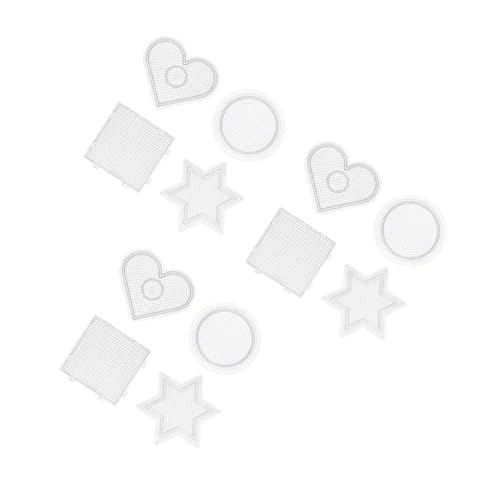 Yardwe 12 Stück Teiliges Bügelperlen Steckplatten aus Transparentem Kunststoff Geometrische Formen Hexagon Kreis Herz DIY Lernspielzeug für Kreativität und Feinmotorik von Yardwe