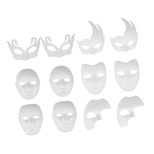 Yardwe 12 Stück Teiliges Diy Maske Bemalbare Gesichtsmaske für Faschingsball Halloween Kreativ Workshop Realistische Formen Handbemalt für Maskenparty von Yardwe