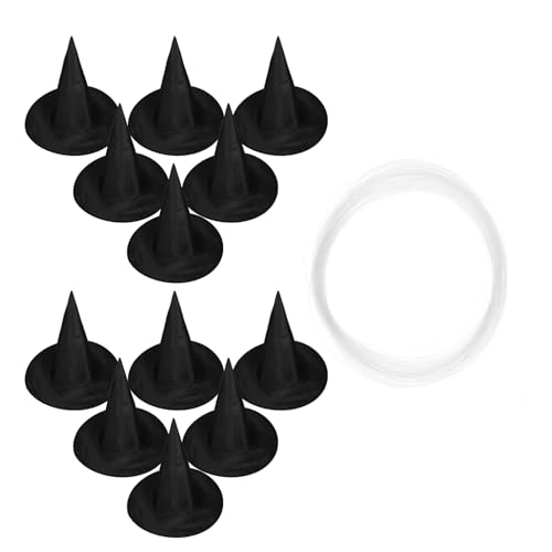 Yardwe 12 Stück Teiliges Halloween Hexenhut Deko Mit Aufhängeseil Schwarze Hexenhüte Für Drinnen Draußen Vielseitiges Halloween Kostüm Accessoire Für Party Veranda von Yardwe