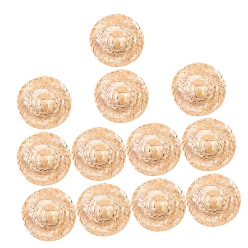 Yardwe 12 Stück Teiliges Mini Handgewebte Strohhüte für Puppenhaus DIY Bastelbedarf Flexible Langlebige Miniatur Hüte für Kreative und Dekorative Kunstprojekte von Yardwe