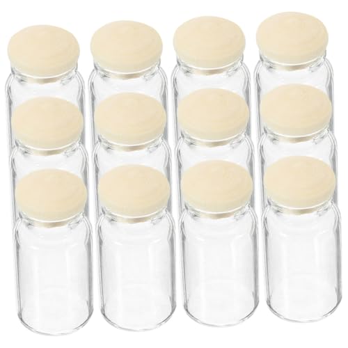 Yardwe 12 Stück Teiliges Miniatur Glasgläser mit Holzdeckel Mini Fläschchen für Puppenhaus Deko DIY Basteln Mini Haus Ornament Dekorative Kleine Glasbehälter für Sammler von Yardwe