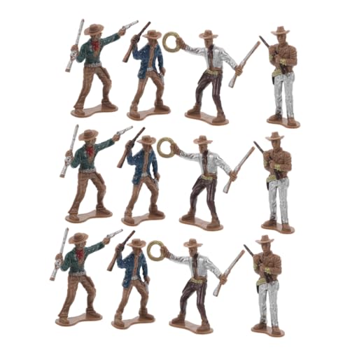 Yardwe 12 Stück Teiliges aus Plastik Cowboyfiguren Western Dekoration für Partys Miniatur Wild West Figuren Lernspielzeug für Westliche Mottopartys von Yardwe