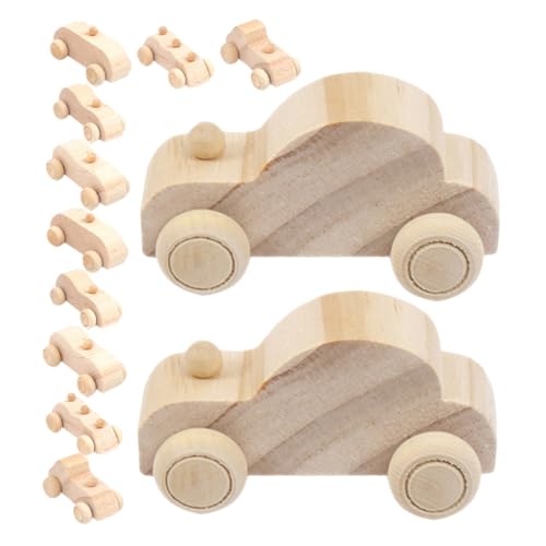 Yardwe 12 Stück Unbemalte Holzautos zum Basteln DIY Malspaß für Kreative Spielzeuge für Jungen und Pädagogisches Holzspielzeug für Vorschulkinder für Geburtstagsfeiern und Kreative von Yardwe