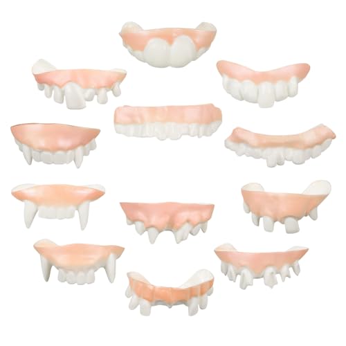 Yardwe 12 Stück Zahnersatz Erschreckende Dämonenzähne Lustiges Kostüm Falsche Zähne Halloween Kürbiszähne Zähne Neuheitszähne Halloween Zähne Für PVC von Yardwe