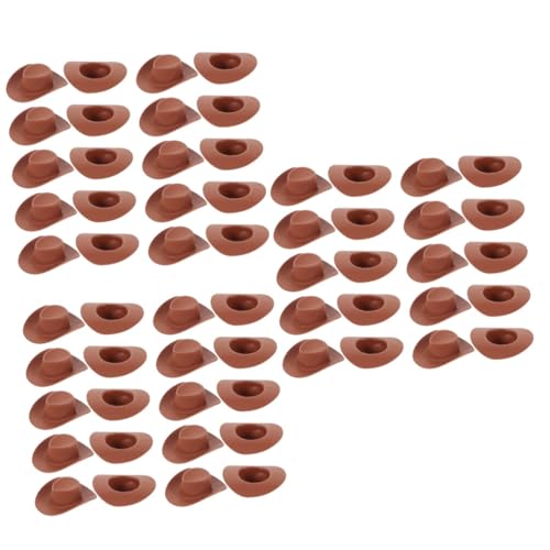 Yardwe 120 Stck Mini Cowboyhüte aus Kunststoff Kleine Western Hüte für Puppenhaus Dekoration Leichte Mini Hüte für DIY Bastelprojekte Braune Puppenhüte für Detailreiche Verkleidung von Yardwe