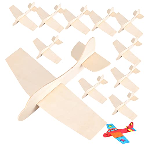 Yardwe 12Stücke Leere Holzflugzeugmodelle Zum Basteln DIY Flugzeugspielzeug Für Kreative Und Bastelvorräte Für Kunsthandwerksprojekte von Yardwe