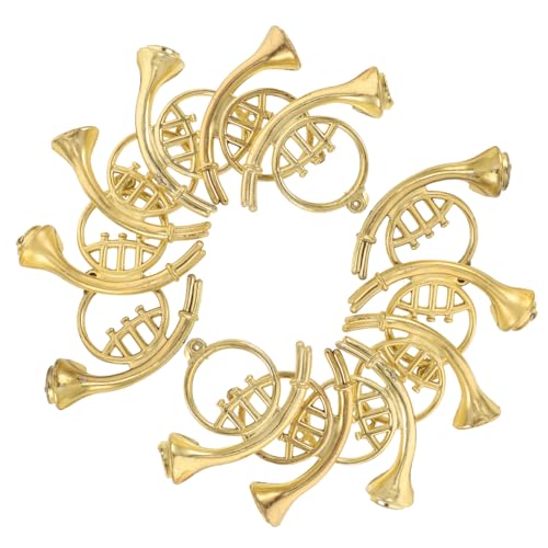 Yardwe 12Stücke Musikinstrumente aus Kunststoff für Weihnachtsbaum Dekoration DIY Zubehör Vintage Trompete für Puppenhaus und Festliche Ornamente Goldene Farbe von Yardwe