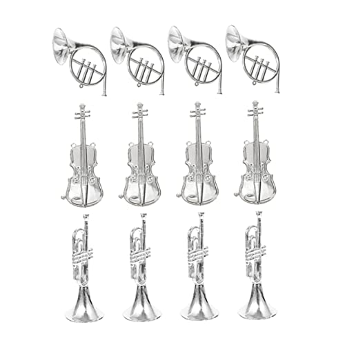 Yardwe 12Stücke Musikinstrumente für Weihnachtsbaum Dekoration Violine Trompete und Horn Christbaumornamente Festliche Girlanden und Weihnachtsdeko von Yardwe